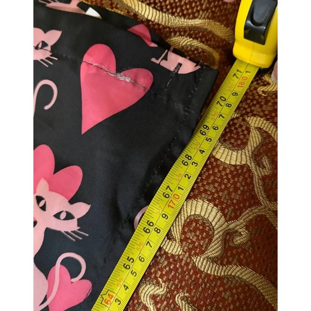 Unbranded Pink & Black Cats/Hearts Pattern Shower Curtain 100% Polyester 70x70.5